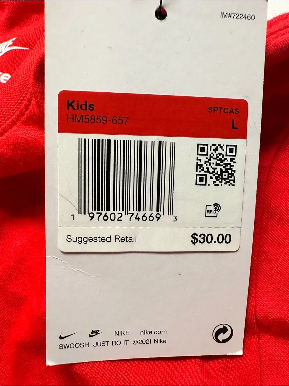 NWT Unisex Kids Red Graphic Tee Hit on Front and Back - Size Large